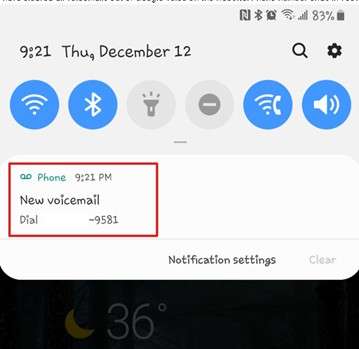 tap the notification bar