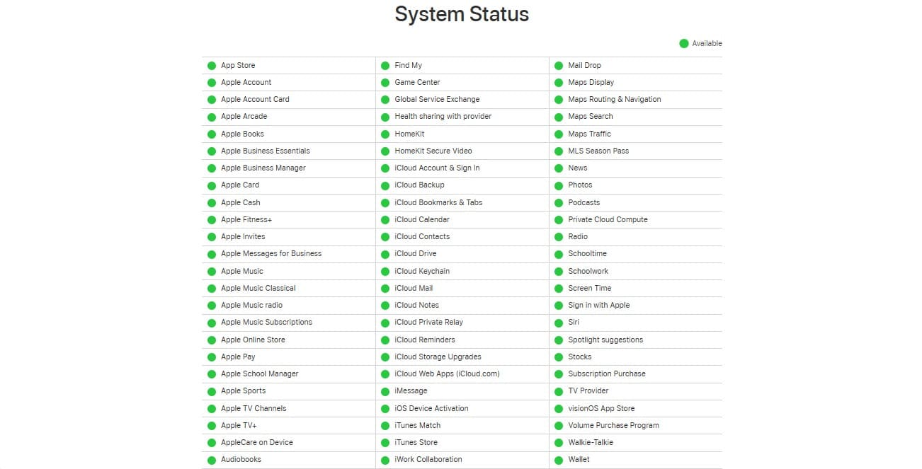 check apple server status