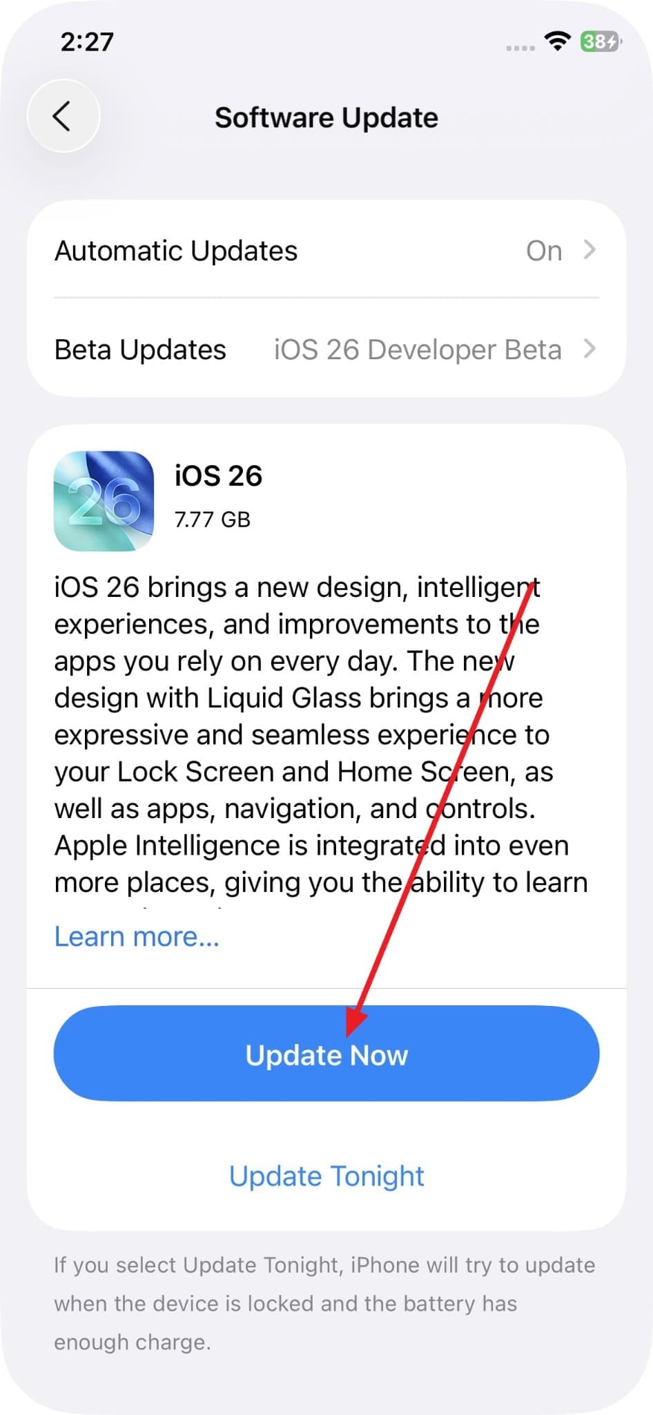 pick the update now