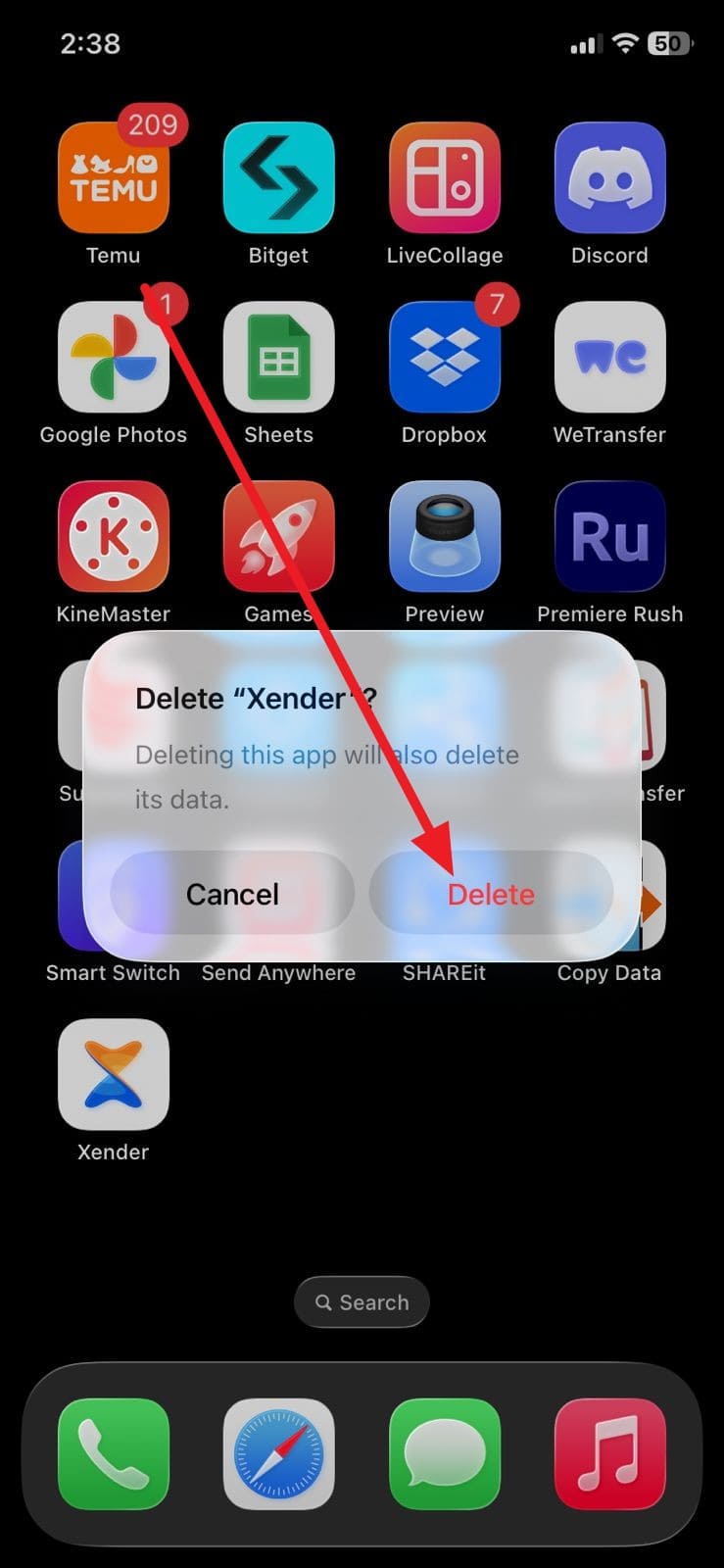 pick the delete button