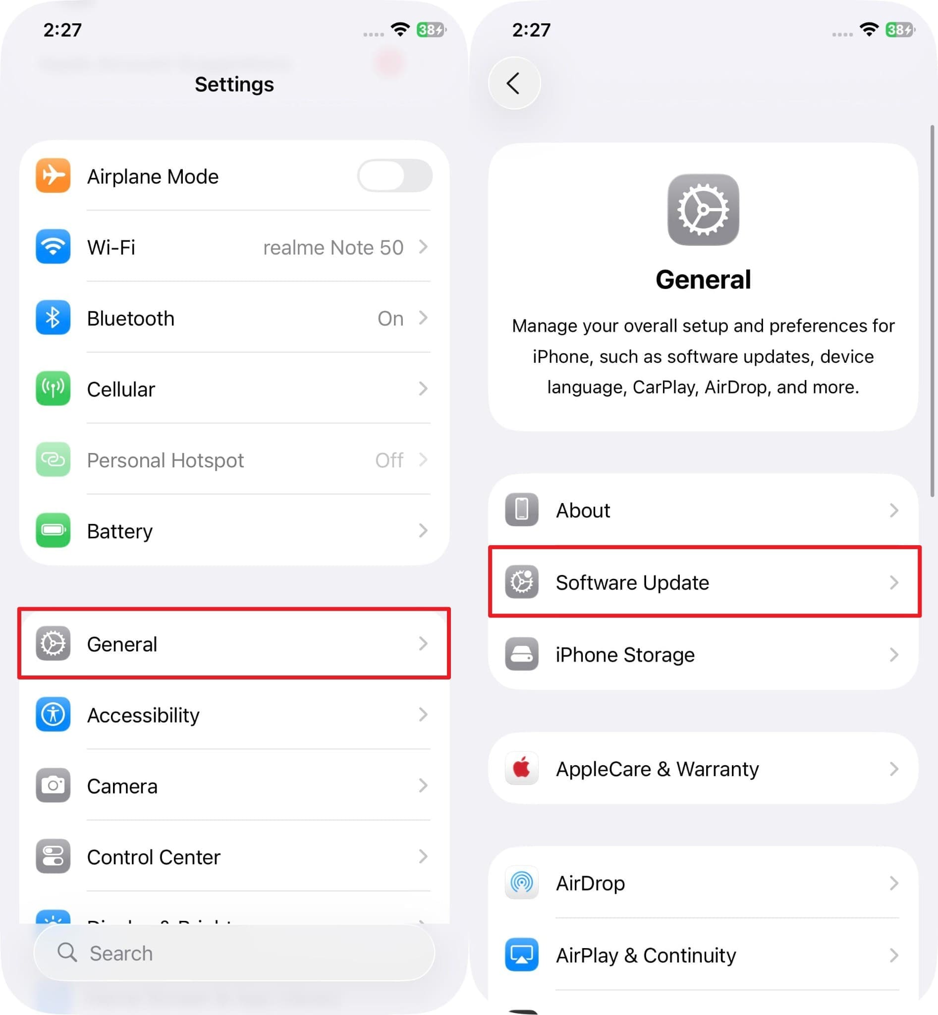 choose software update