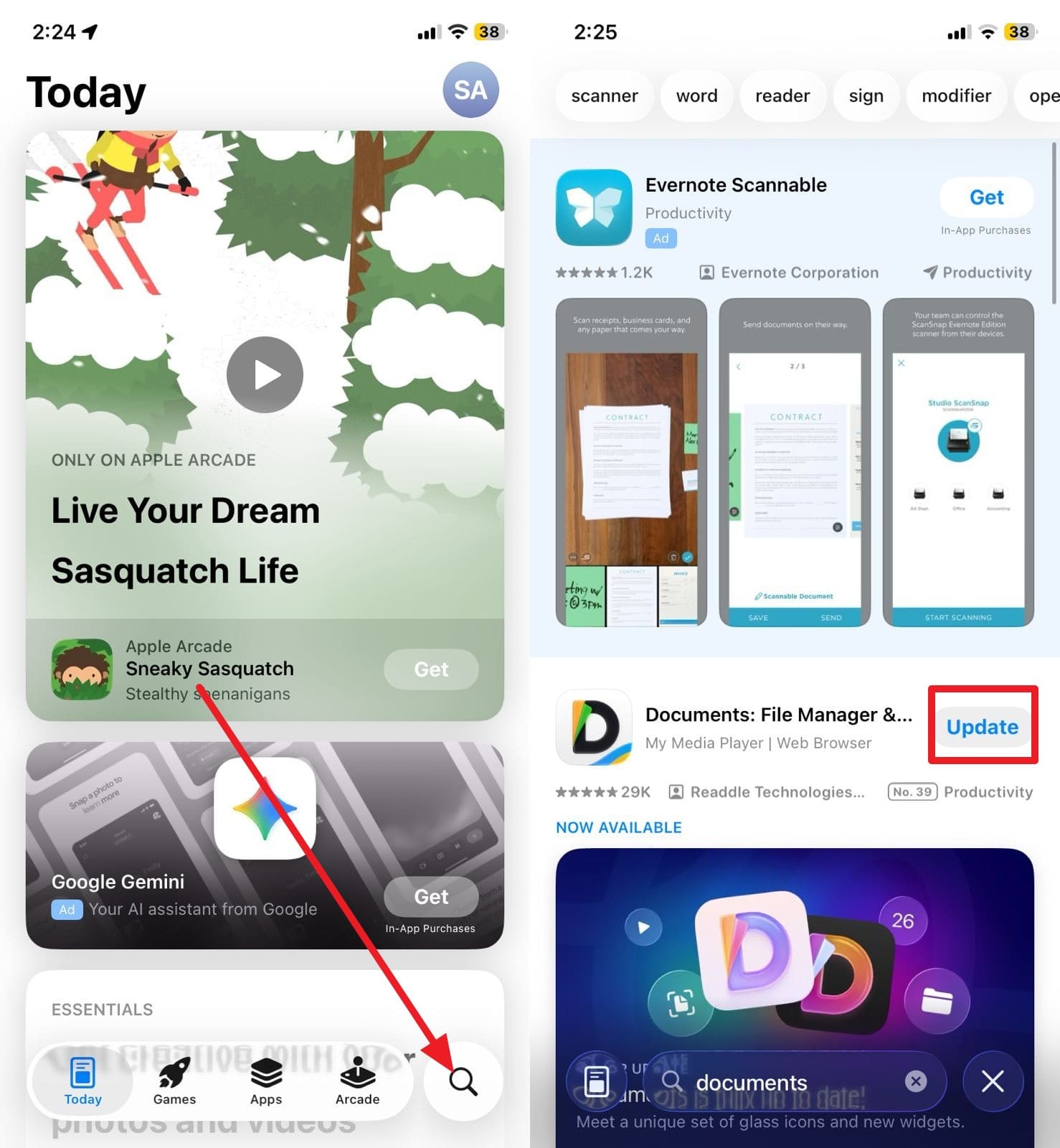 search and update apps