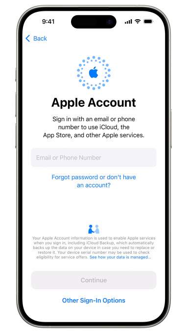 iphone 17 setup apple account