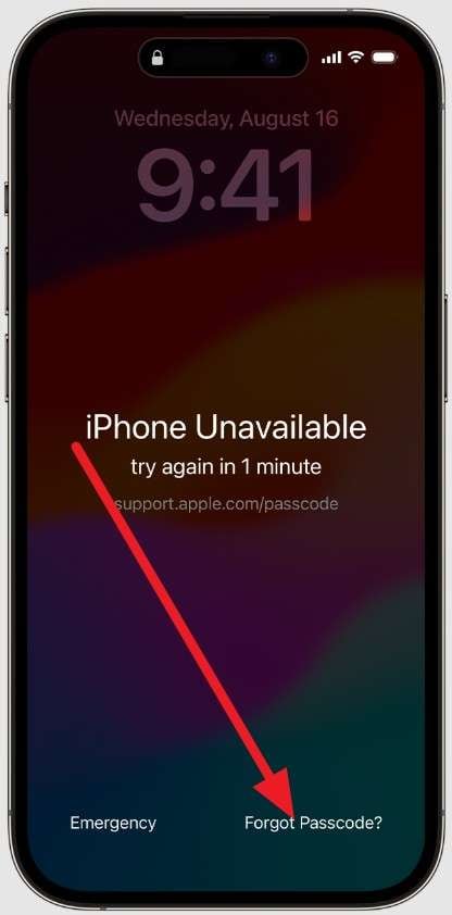pick the forget passcode option