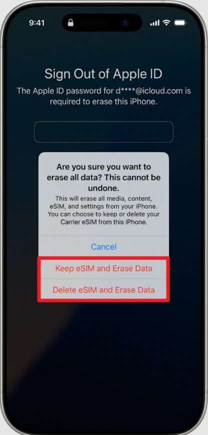 erase the given option
