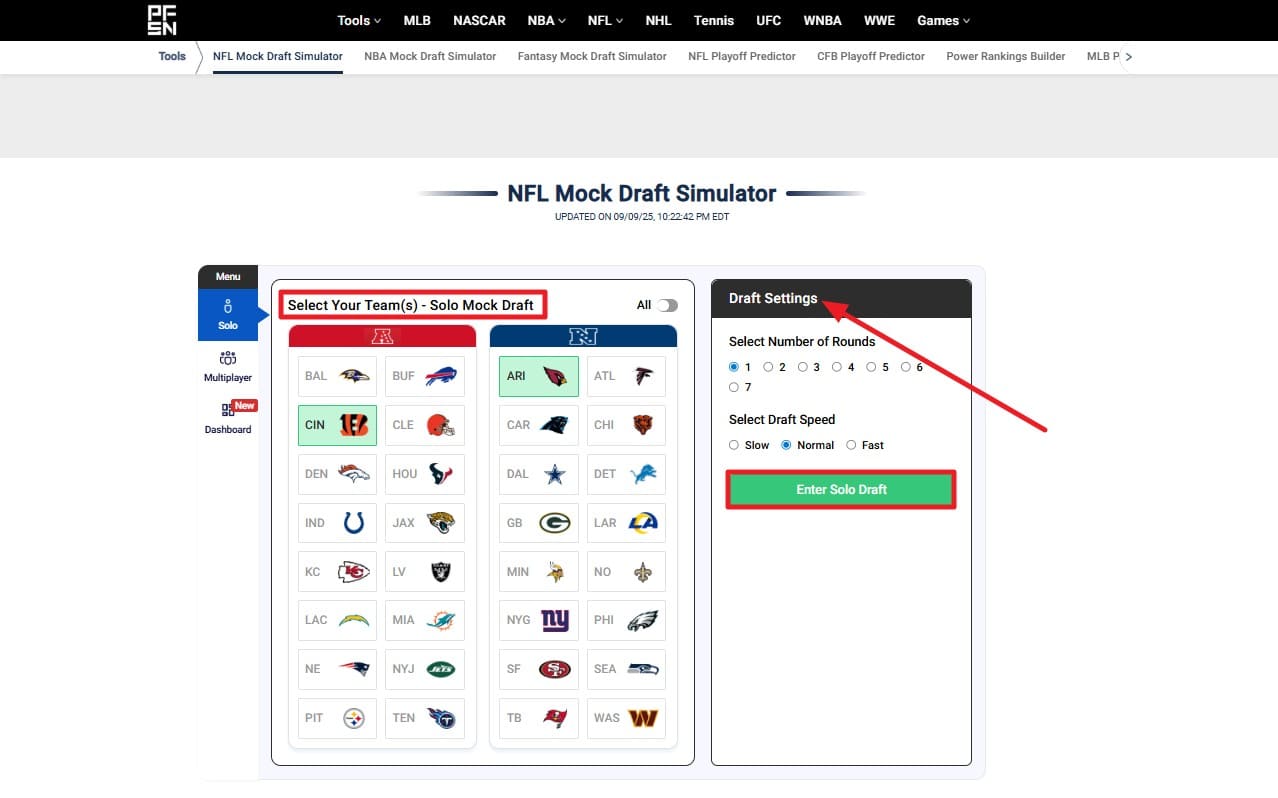 access pfn draft simulator