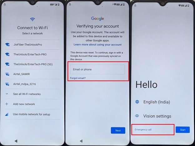 confirm frp and tap emergency call