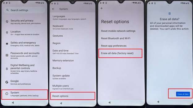 factory restore the phone