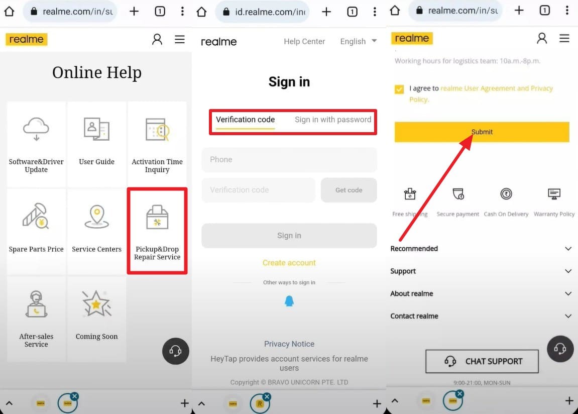 enter details and choose pick