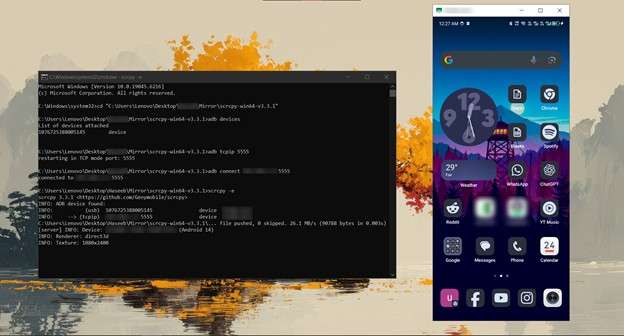 wirelessly mirrored android