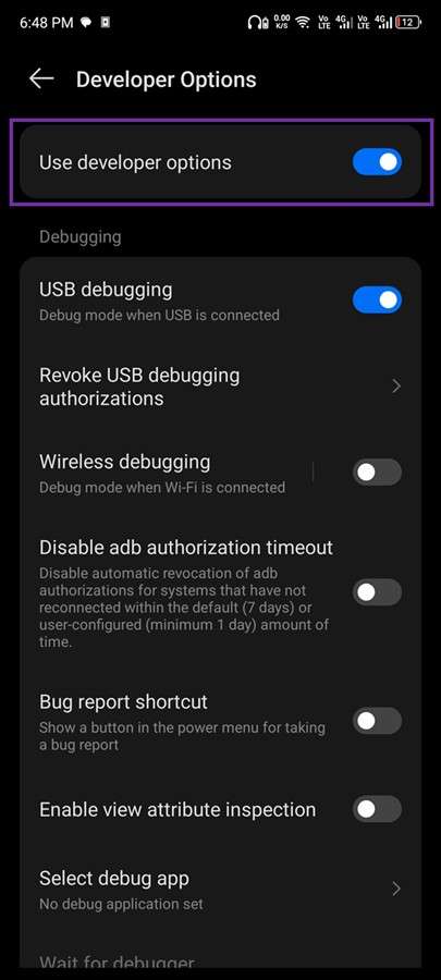 Enable USB Debugging