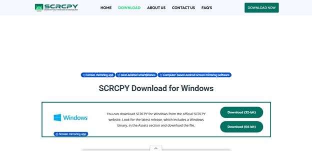 download page for scrcpy