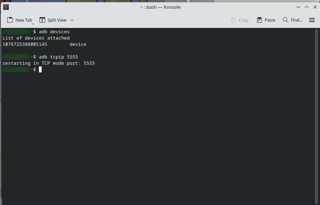 mount the android on tcp mode