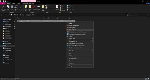 extract the zip file