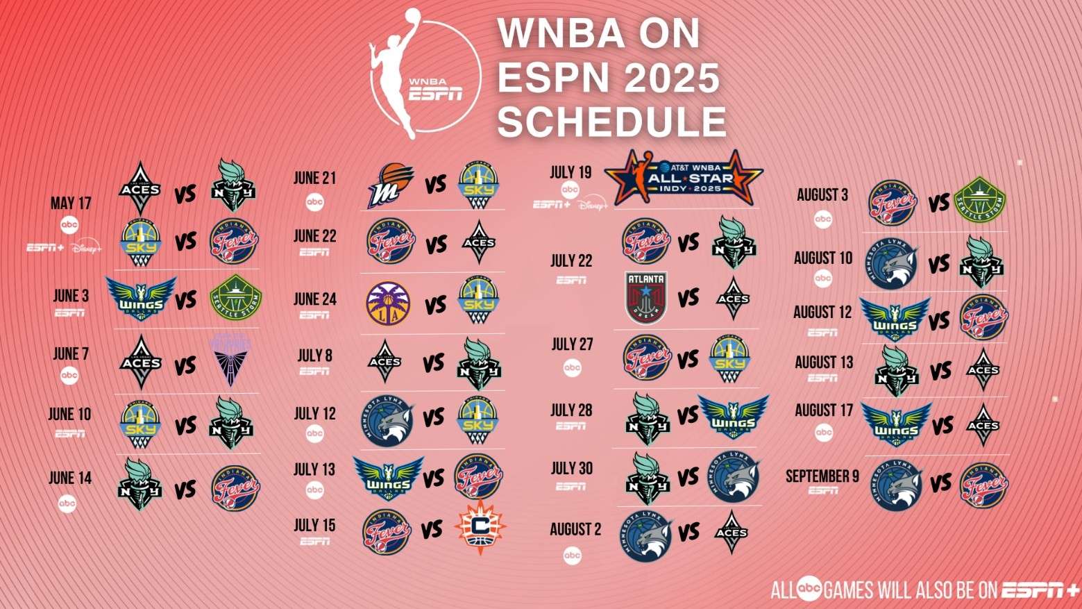 wnba schedule calendar with highlighted key games
