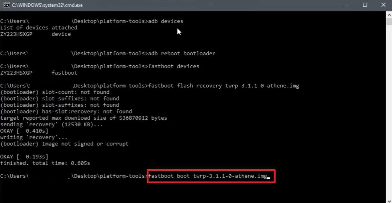 install and launch twrp on android
