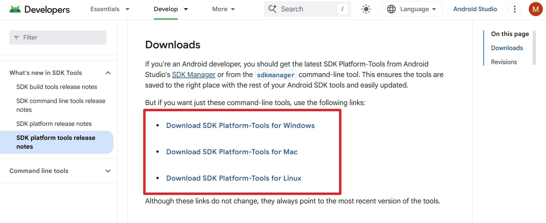 download sdk platform