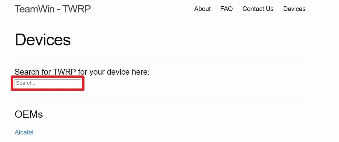 install your phone model twrp