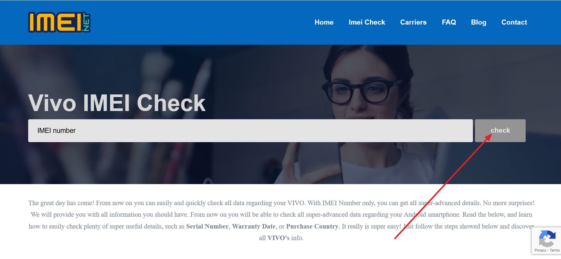 choose the check button for warranty