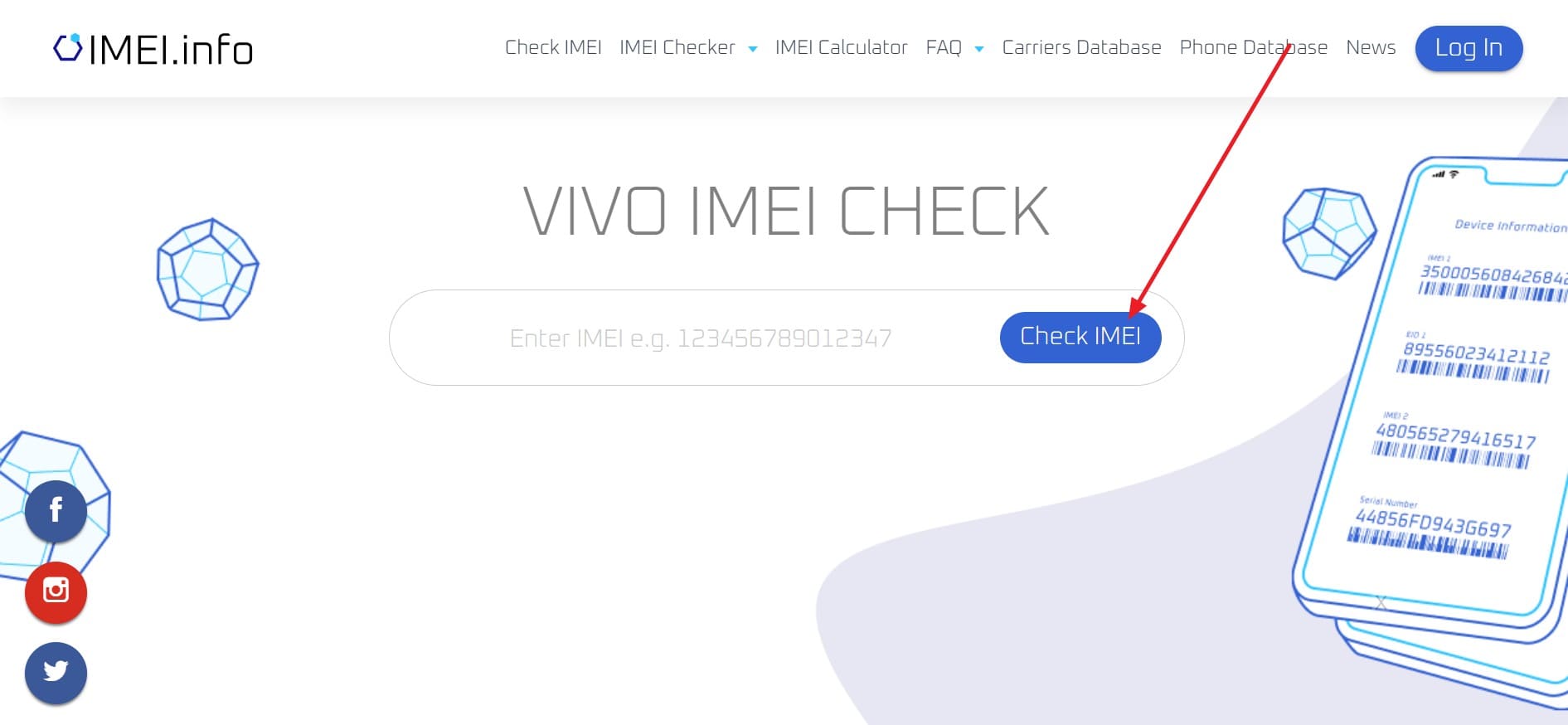 press the check imei button