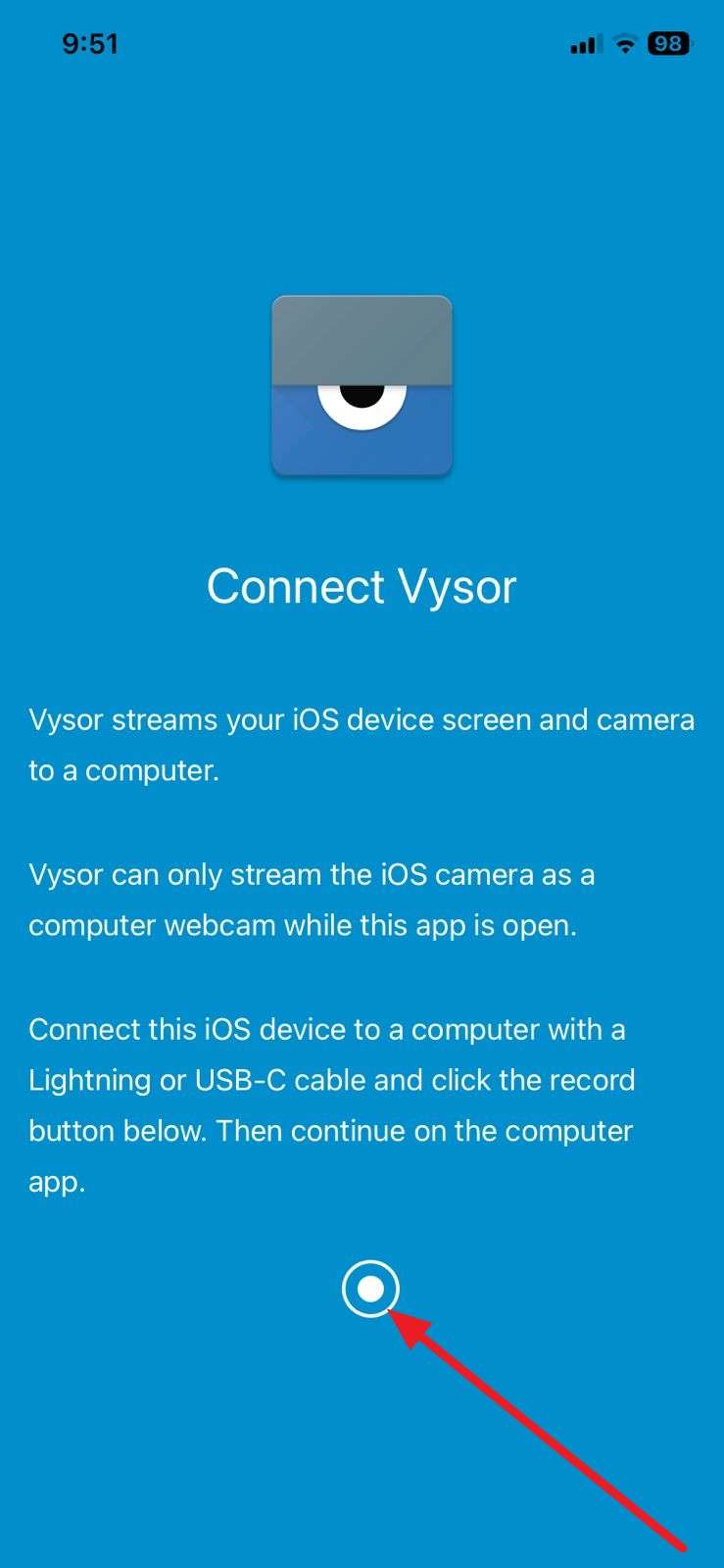 pick record button on vysor