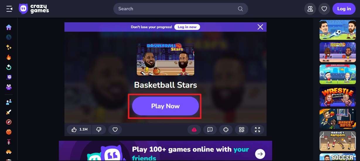 pick the play now button