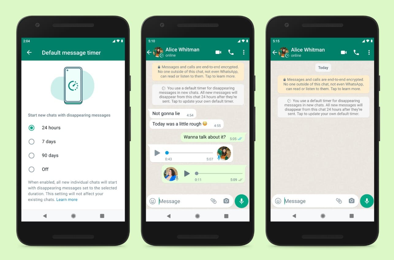 whatsapp notify screenshots disappearing messages