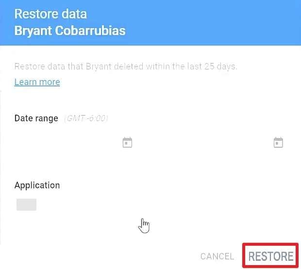 set message time to restore