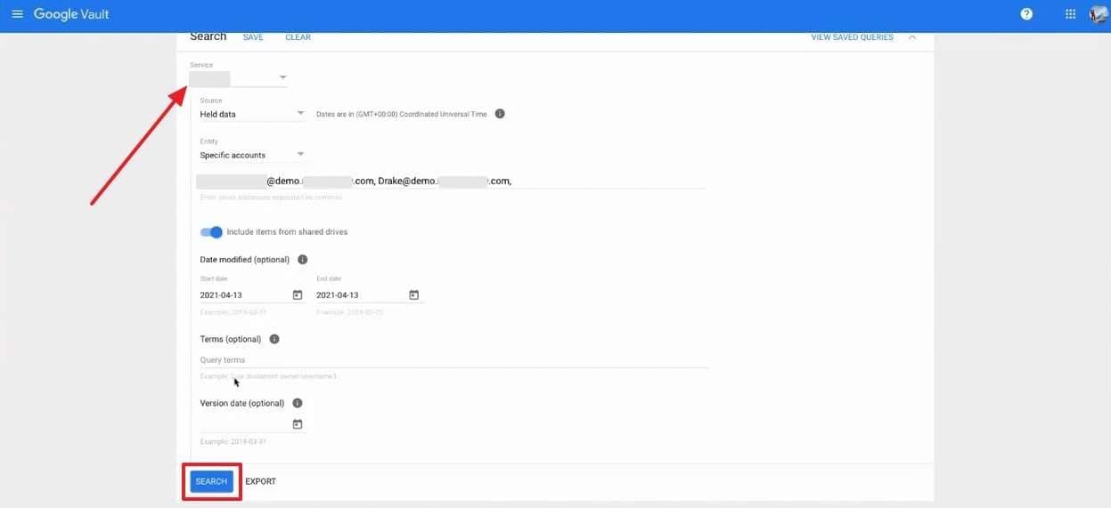 access missing messages on google vault
