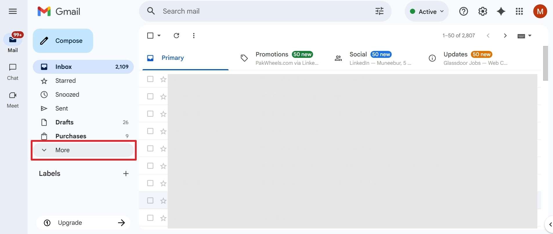 expand gmail more tab