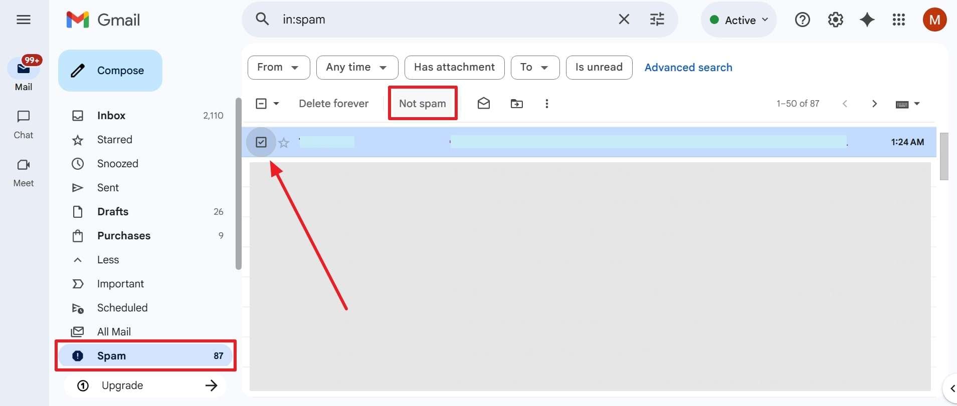 access gmail spam folder