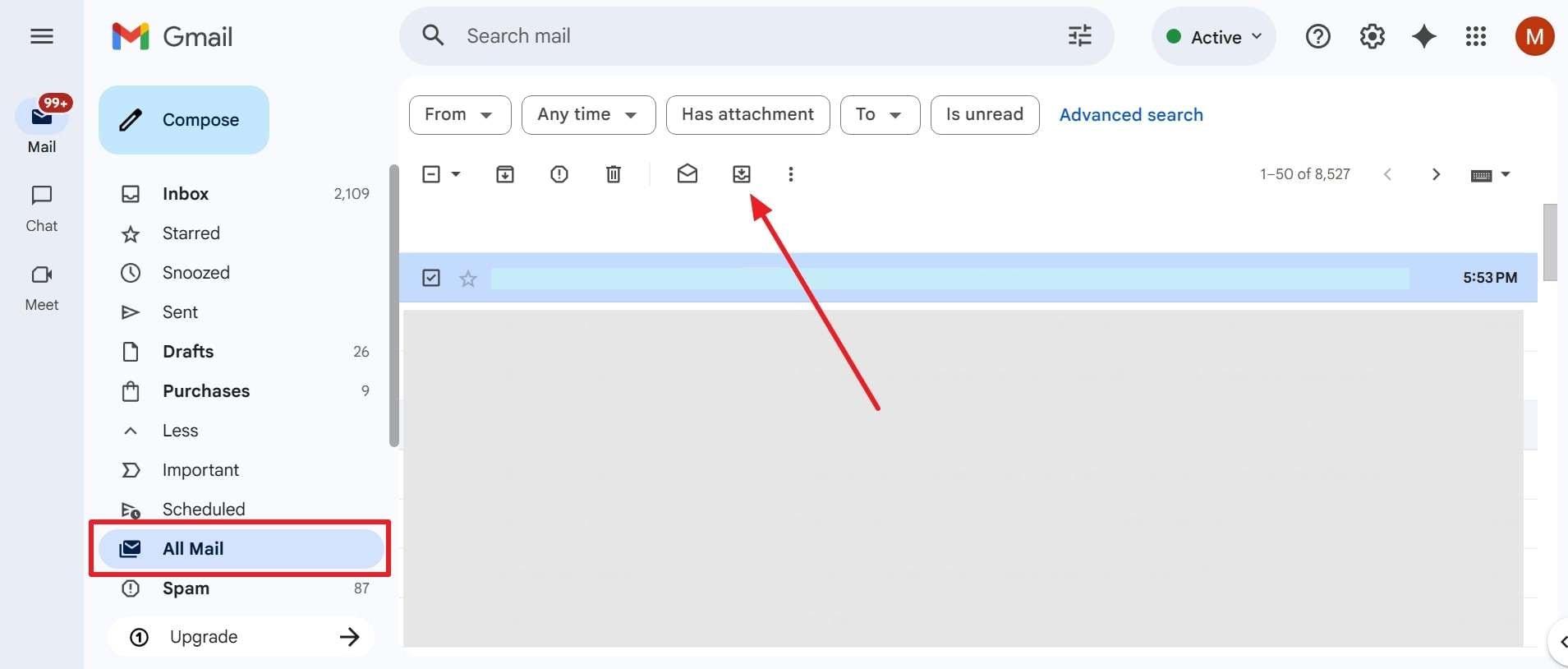 open gmail all mail folder