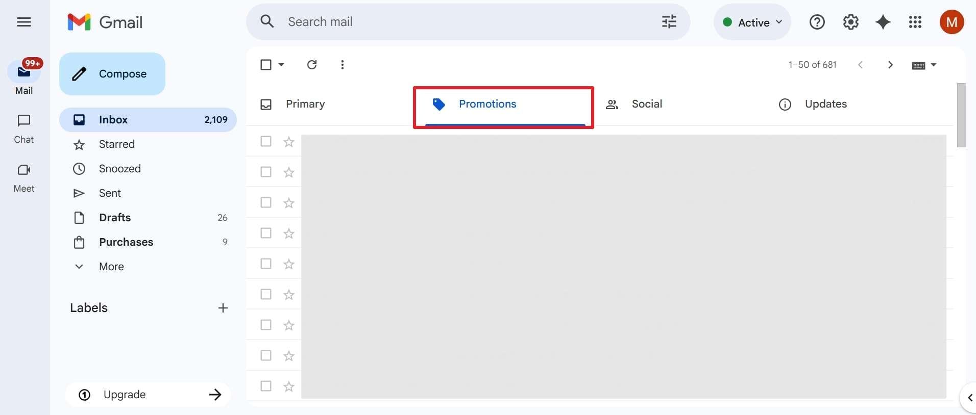 check gmail promotions messages