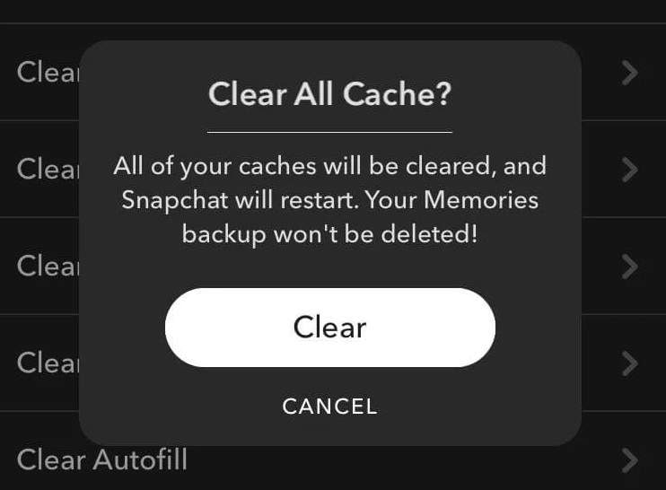 snapchat cache clear myths