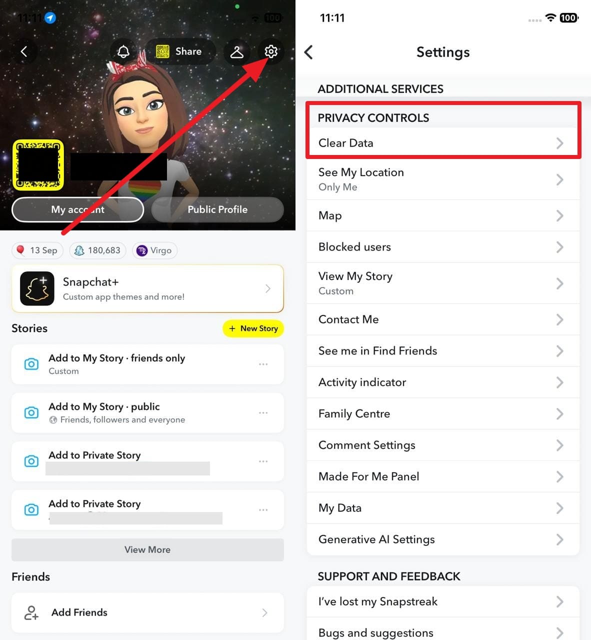 clear cache on snapchat