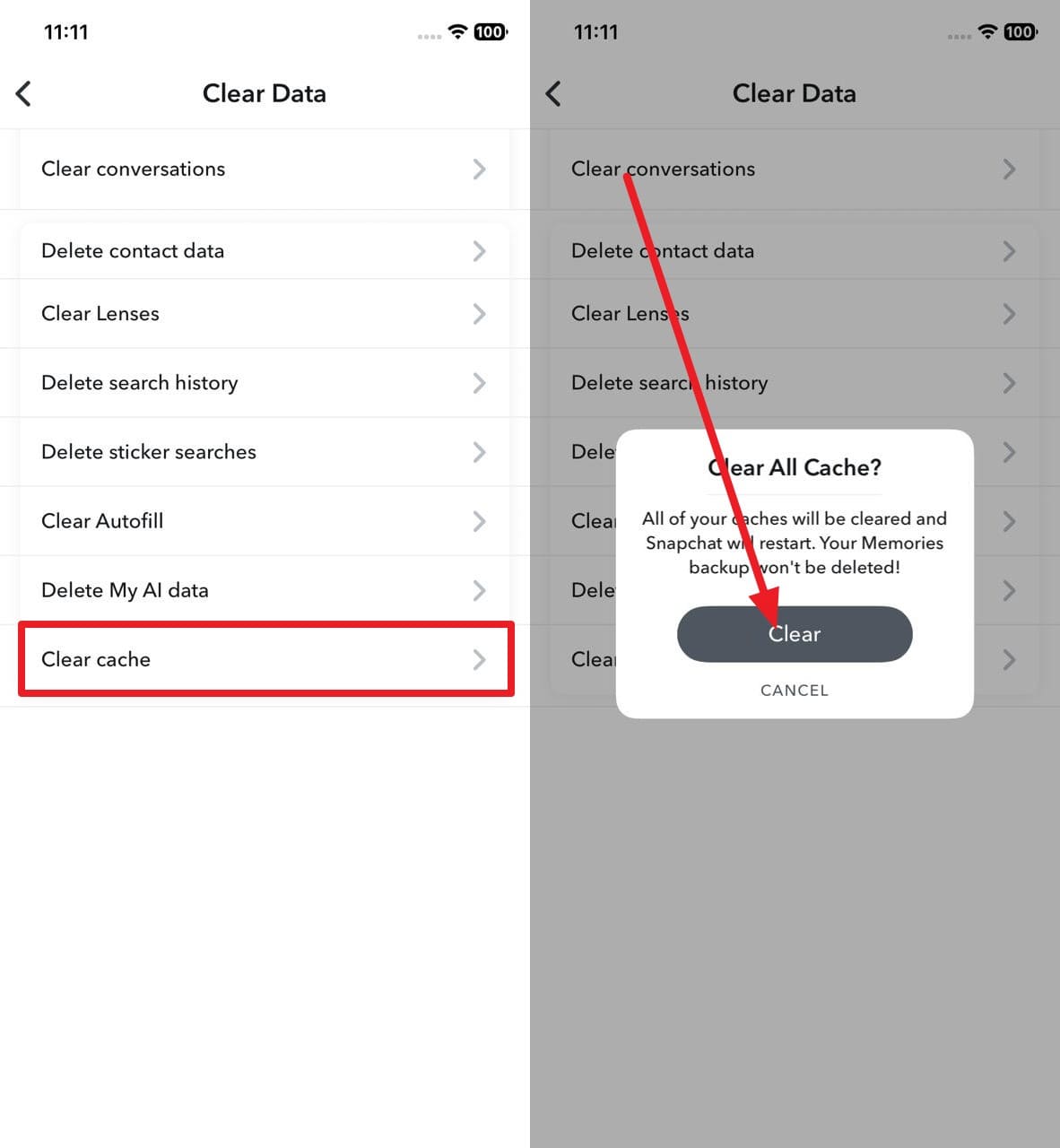 pick the clear button