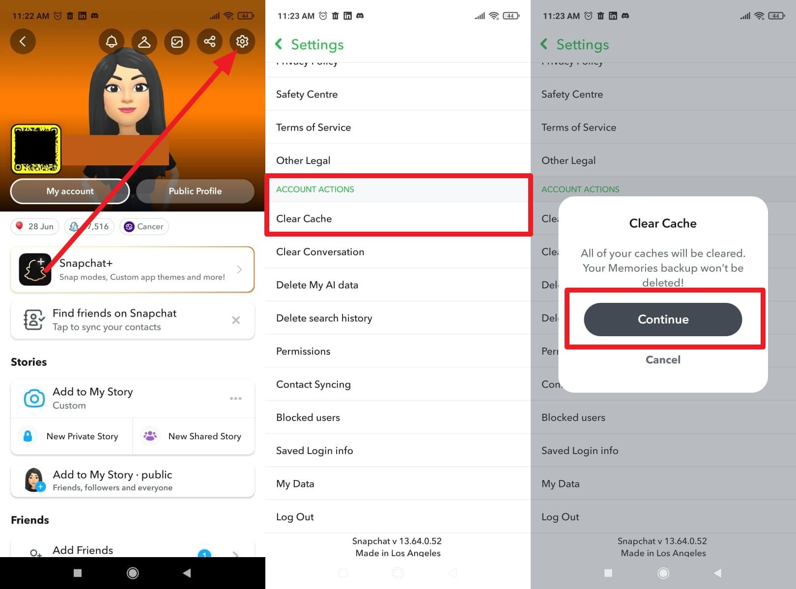 press the continue button