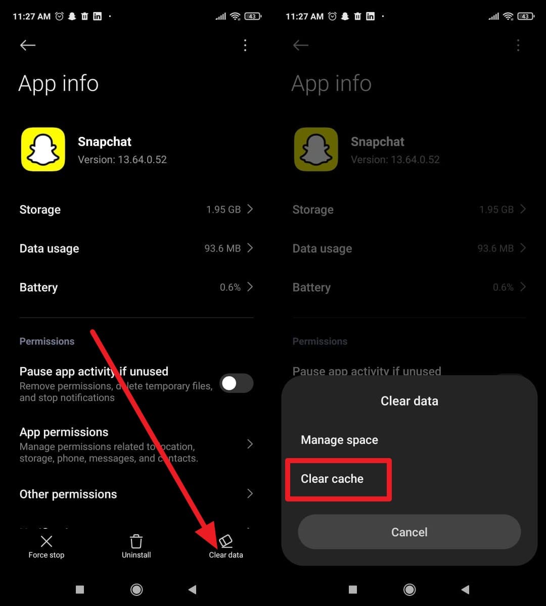 press the clear cache