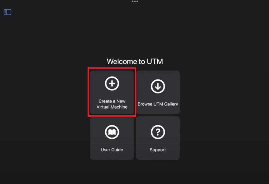 choose the create virtual machine option