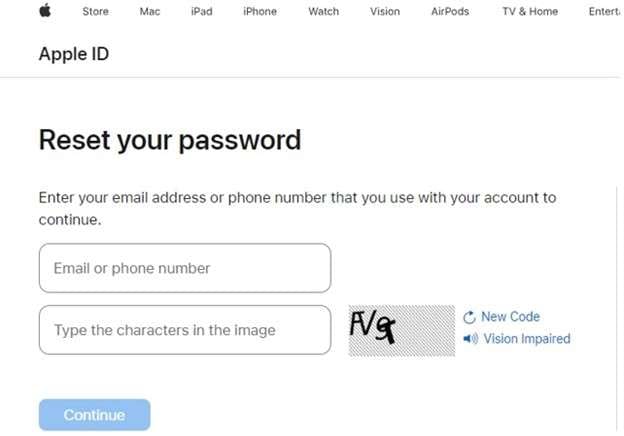 iforgot apple id reset my password