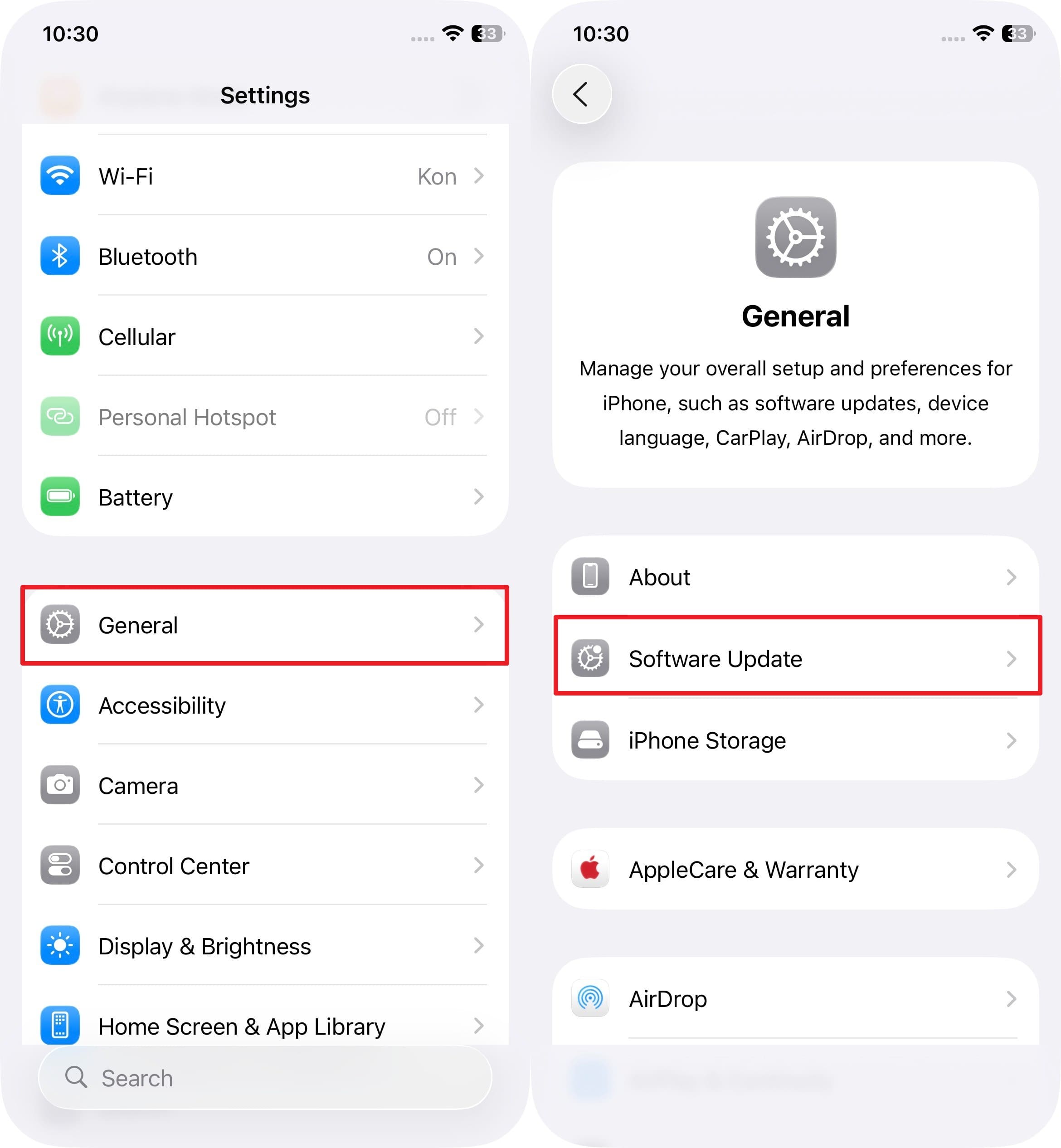 choose the software update