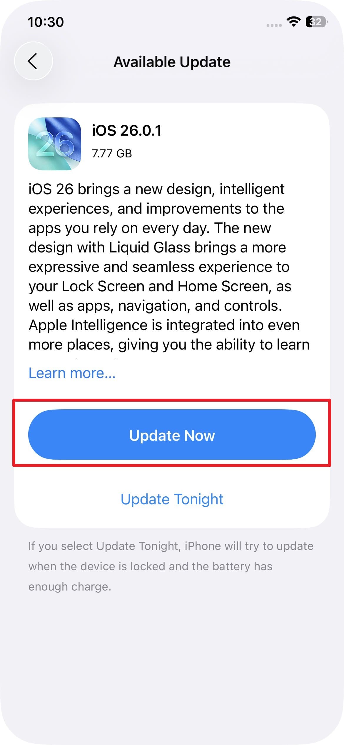 pick the update now