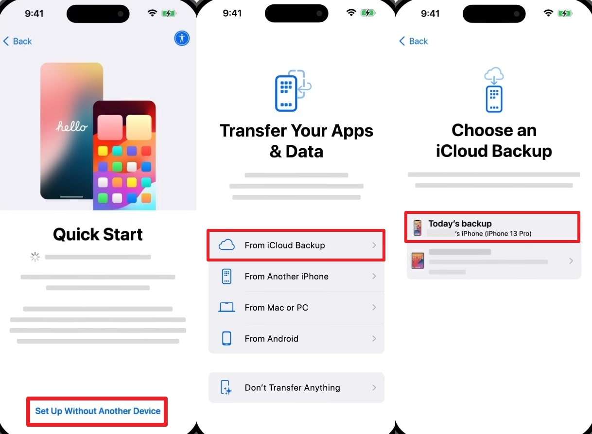 restore iphone through icloud