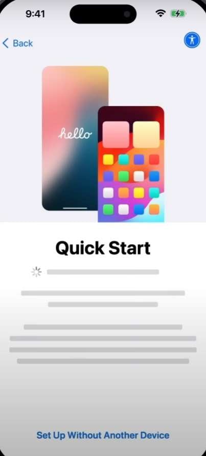 access quick start screen