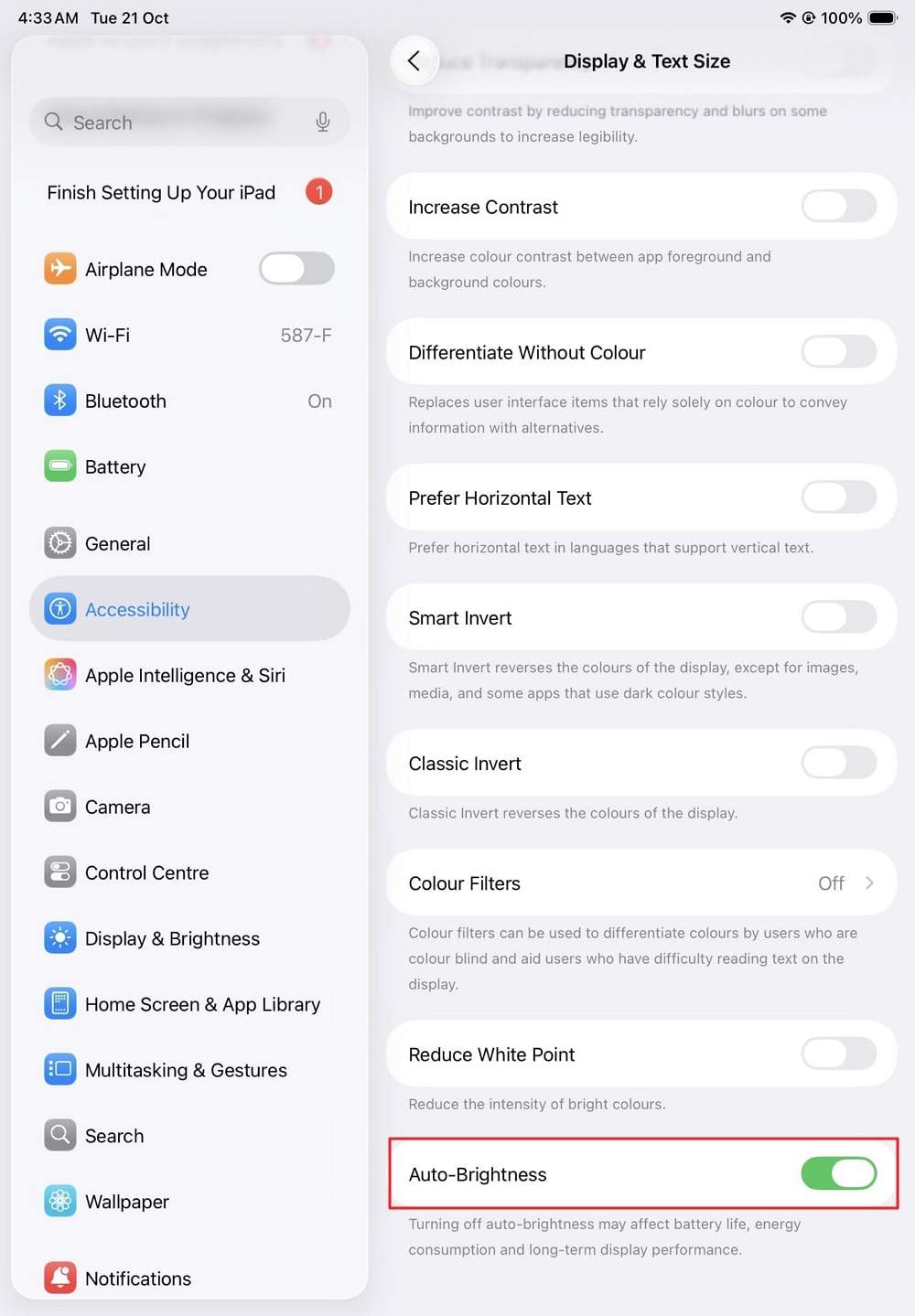 choose the display and text settings
