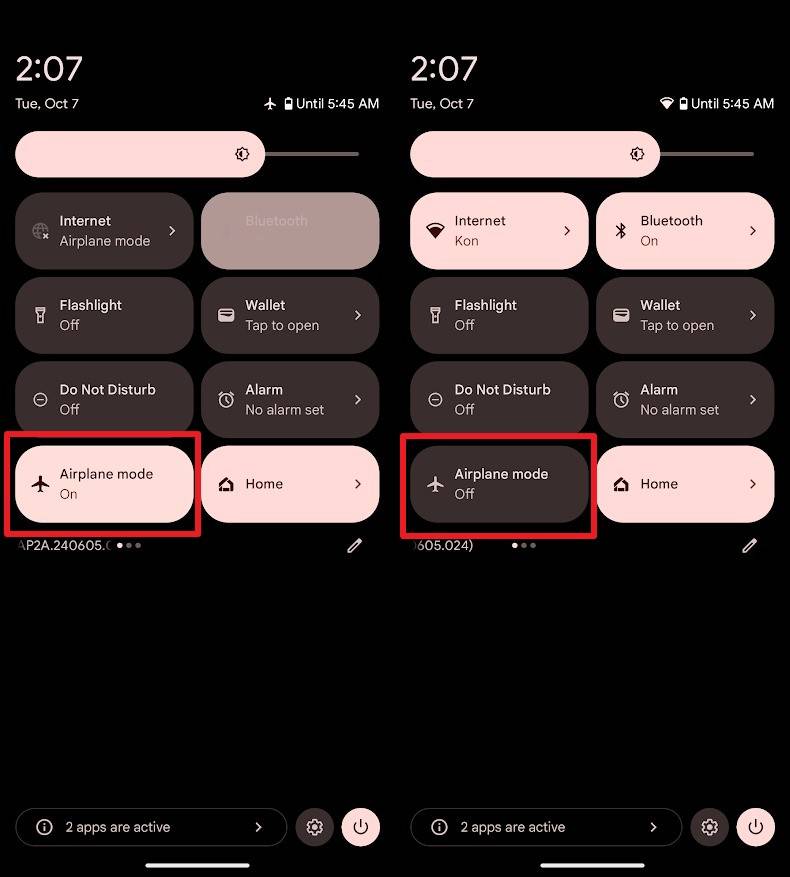 enable and disable airplane mode