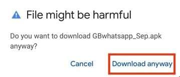 download warning