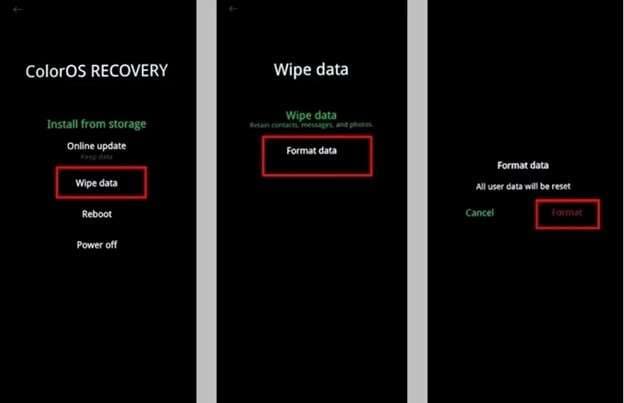 oppo wipe data via recovery mode
