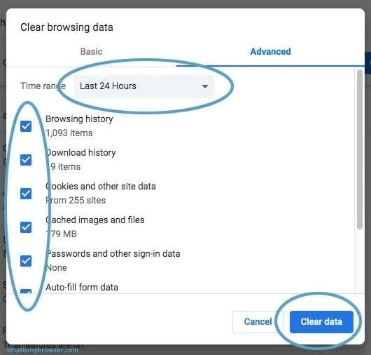 clear browser cache and cookies