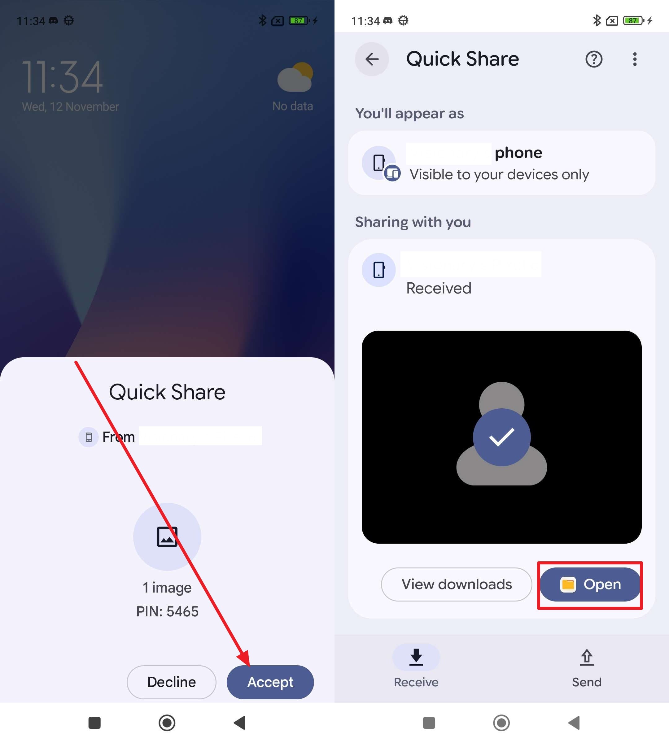 choose accept and open